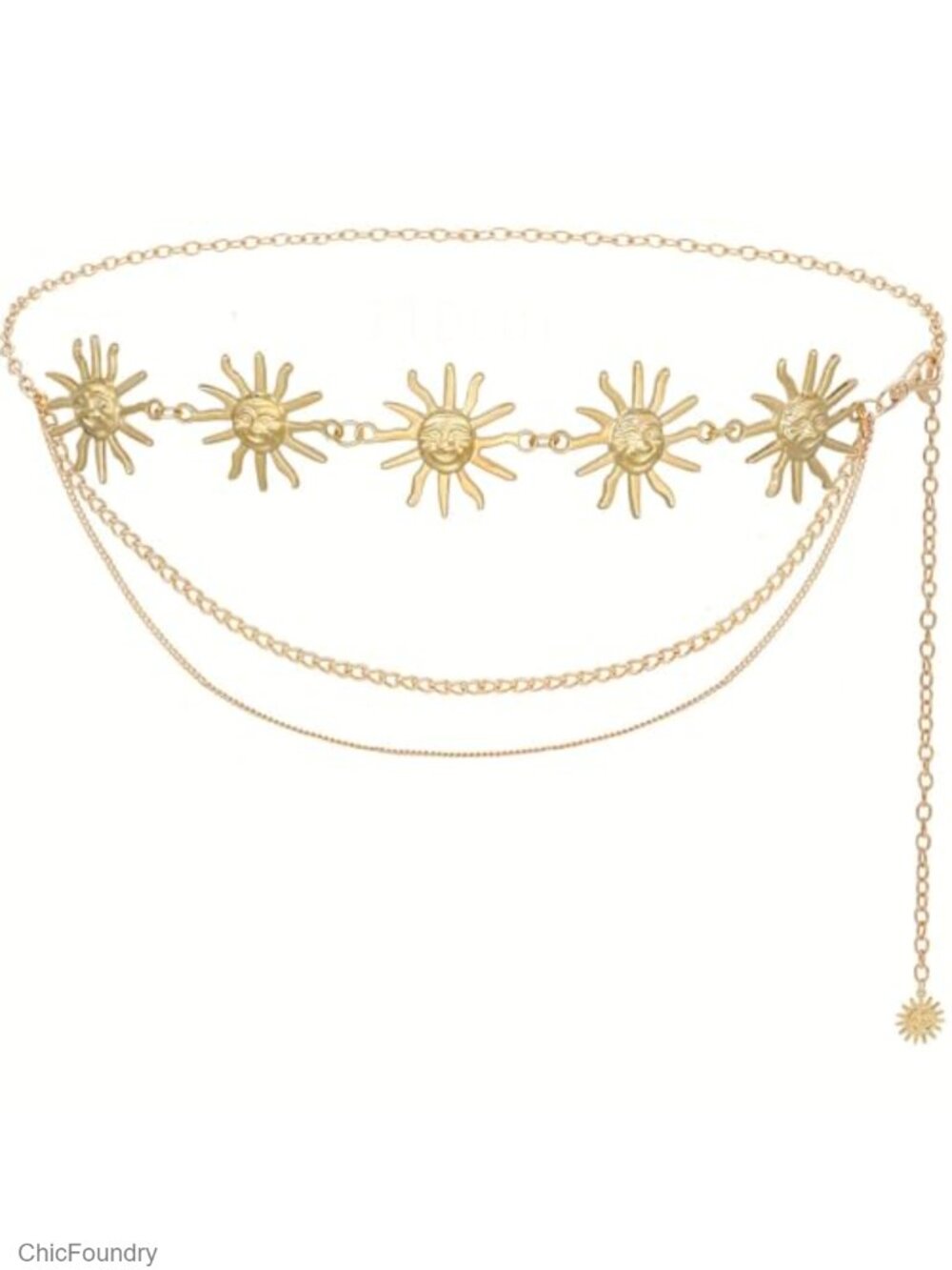 Multilayer Waist Chain Belt Gold Silver Sun Moon